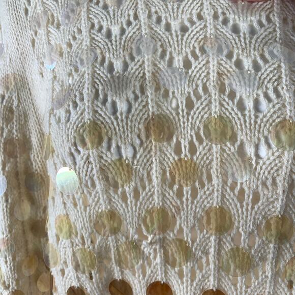 MARC JACOBS Size M Cream Gold Wool Cashmere Payettes Sweater - Picture 4 of 7